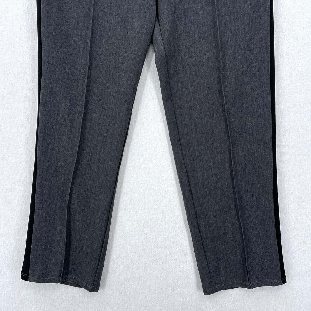 KRISA High Rise Pants Women Medium Gray Tuxedo Stripe Pleated Business Casual - Picture 5 of 16